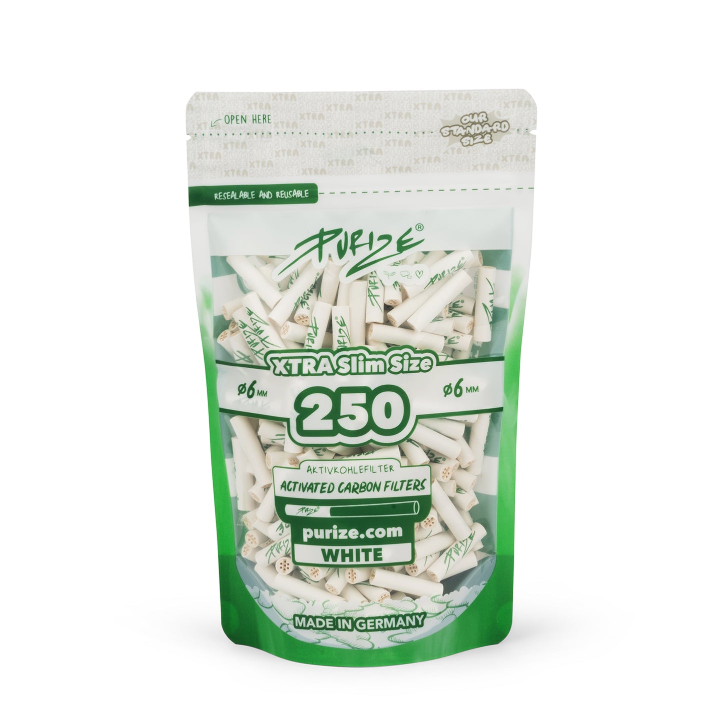 PURIZE® 250 Xtra Slim Size Aktivkohlefilter Ø6mm