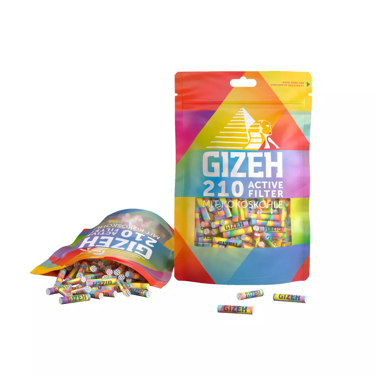 GIZEH® 210 Aktivkohlefilter Ø6mm - RAINBOW