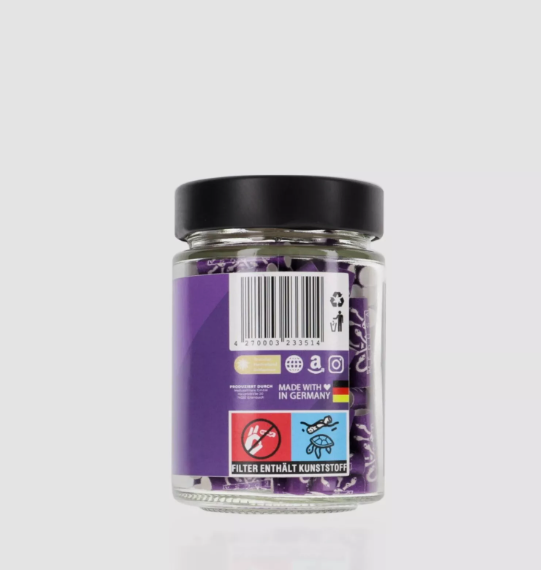 MEDUSA® Aktivkohlefilter 100x im Glas Ø6mm - Violet Edition