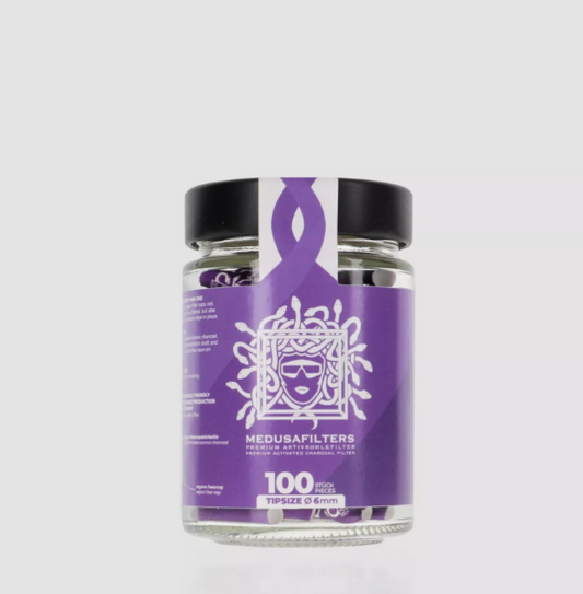 MEDUSA® Aktivkohlefilter 100x im Glas Ø6mm - Violet Edition
