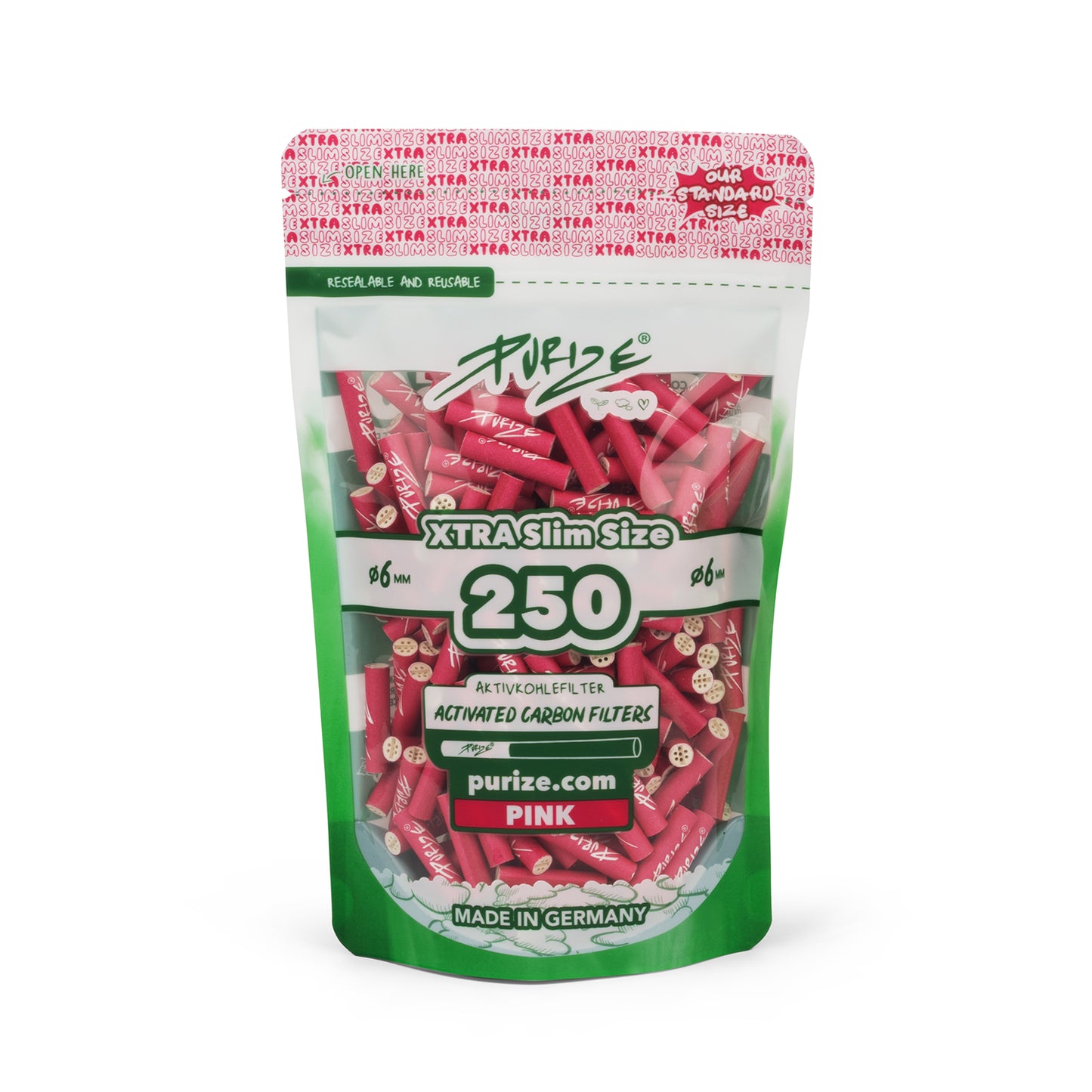 PURIZE® 250 Xtra Slim Size Aktivkohlefilter Ø6mm